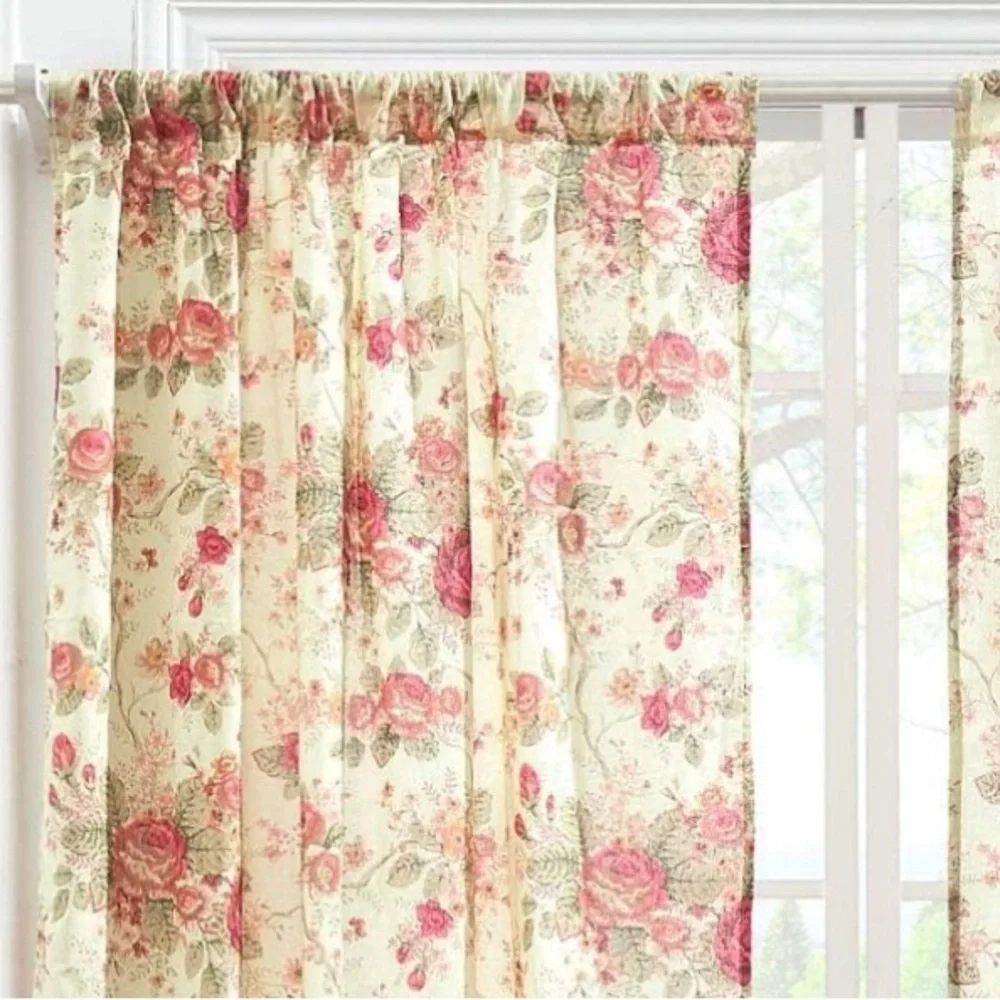 Boutique Antique Window Multicolor Rose Curtains